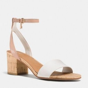 Coach Thompson Heel Sandal Size 7M Chalk Beechwood